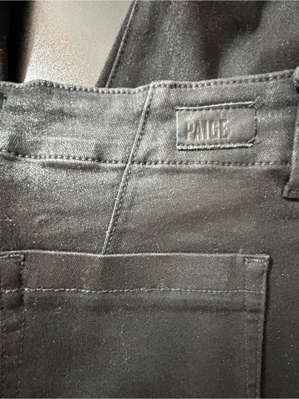 Paige Mayslie Jogger Black Coated Jeans Denim Utility Zip Ankle Pants Size 26 - Picture 6 of 8